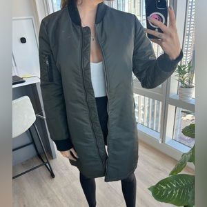 Army green long jacket